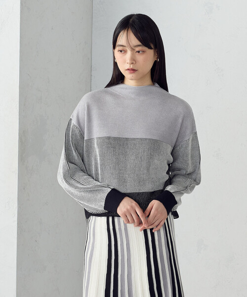 COMME CA ISM(コムサイズム)の「ストライプ柄ニット / セットアップ対応(ニット/セーター・レディース・ブルー系/グレー系・FREE)」の6枚目の写真