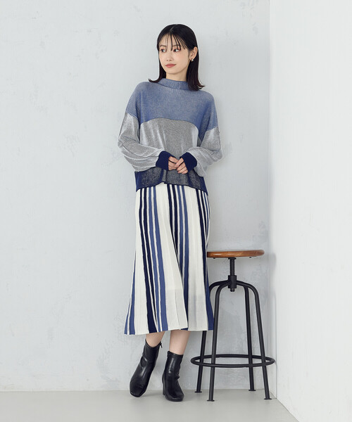 COMME CA ISM(コムサイズム)の「ストライプ柄ニット / セットアップ対応(ニット/セーター・レディース・ブルー系/グレー系・FREE)」の7枚目の写真