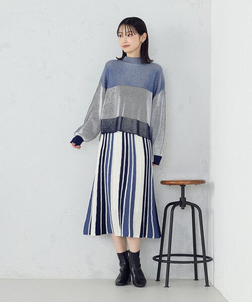 COMME CA ISM(コムサイズム)の「ストライプ柄ニット / セットアップ対応(ニット/セーター・レディース・ブルー系/グレー系・FREE)」の9枚目の写真