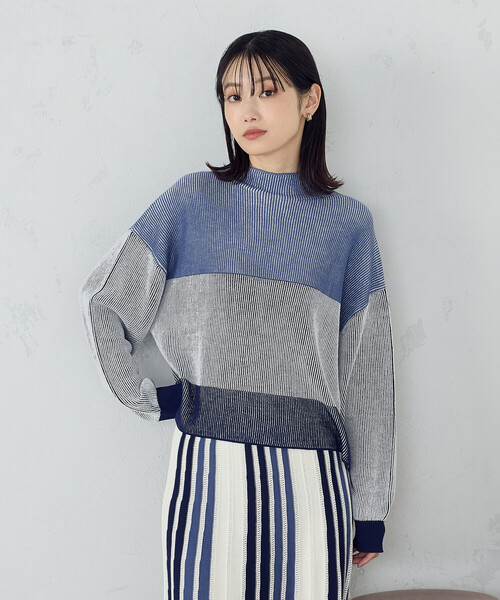COMME CA ISM(コムサイズム)の「ストライプ柄ニット / セットアップ対応(ニット/セーター・レディース・ブルー系/グレー系・FREE)」の13枚目の写真