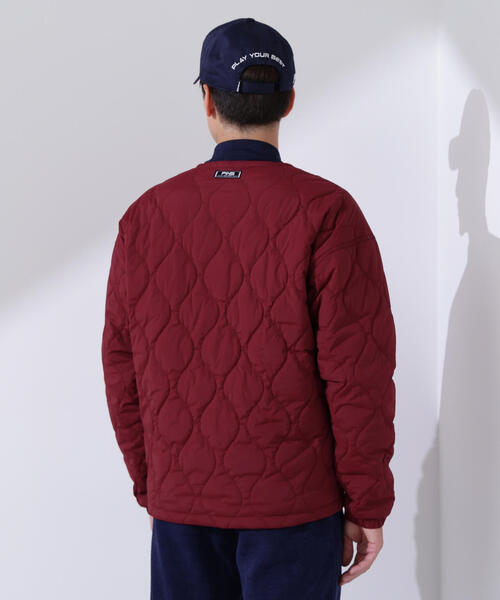 PING APPAREL】ストレッチタフタキルティングノーカラーブルゾン