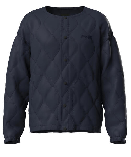 PING APPAREL】ストレッチタフタキルティングノーカラーブルゾン