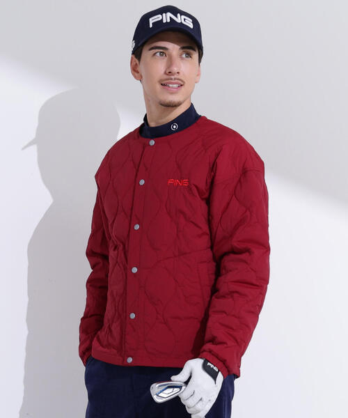 セール】【PING APPAREL】ストレッチタフタキルティングノーカラー