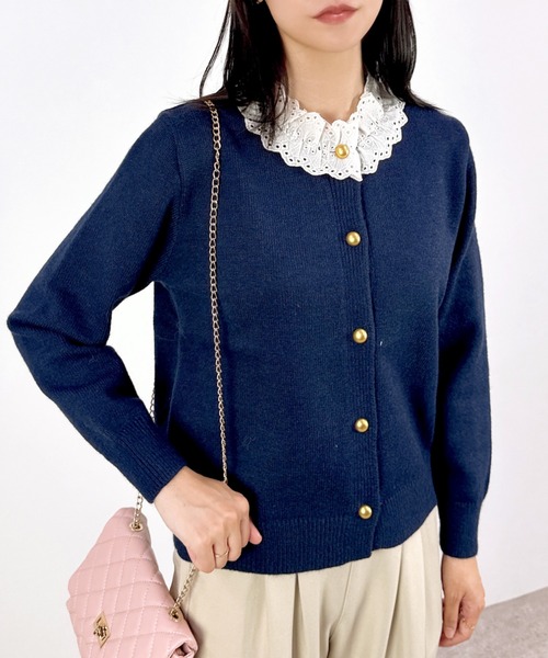 ラルフローレン　ヴィンテージ　レディース　　カーディガン　ニット　　レース襟 セール】【レトロフェミニン×大人かわいい】襟レースニット