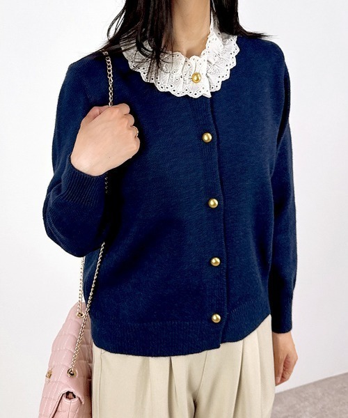 セール】【レトロフェミニン×大人かわいい】襟レースニット