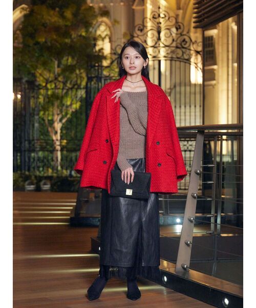 LAGUNAMOON（ラグナムーン）の「ツイードオーバージャケットコート（その他アウター・レディース・レッド/ブラック・SMALL/MEDIUM）」の4枚目の写真