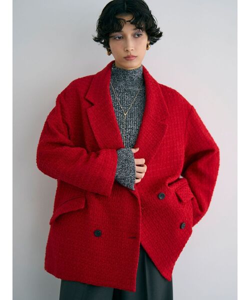 LAGUNAMOON（ラグナムーン）の「ツイードオーバージャケットコート（その他アウター・レディース・レッド/ブラック・SMALL/MEDIUM）」の8枚目の写真