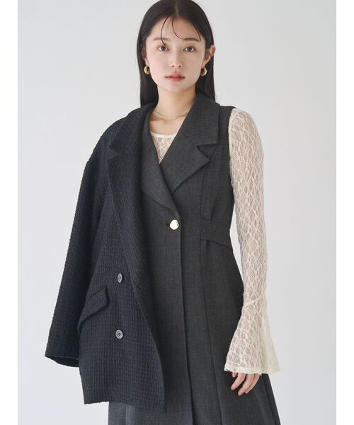 LAGUNAMOON（ラグナムーン）の「ツイードオーバージャケットコート（その他アウター・レディース・レッド/ブラック・SMALL/MEDIUM）」の13枚目の写真