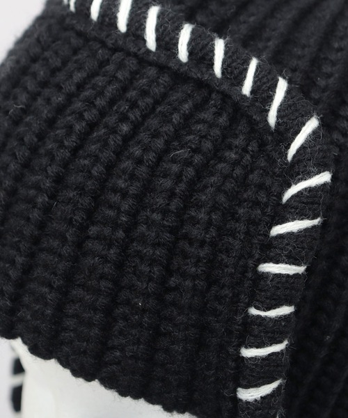 A.M.S.（エーエムエス）の「ステッチ ローゲージ ニットアビエーター ニット帽（ニットキャップ/ビーニー・レディース・グレー/ブラック/ブラウン・FREE）」の10枚目の写真