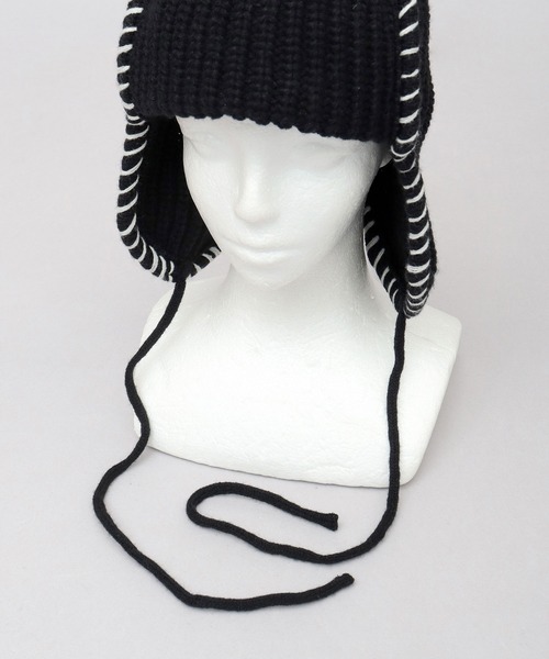 A.M.S.（エーエムエス）の「ステッチ ローゲージ ニットアビエーター ニット帽（ニットキャップ/ビーニー・レディース・グレー/ブラック/ブラウン・FREE）」の13枚目の写真