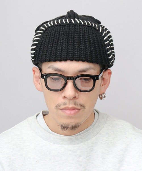 A.M.S.（エーエムエス）の「ステッチ ローゲージ ニットアビエーター ニット帽（ニットキャップ/ビーニー・レディース・グレー/ブラック/ブラウン・FREE）」の15枚目の写真