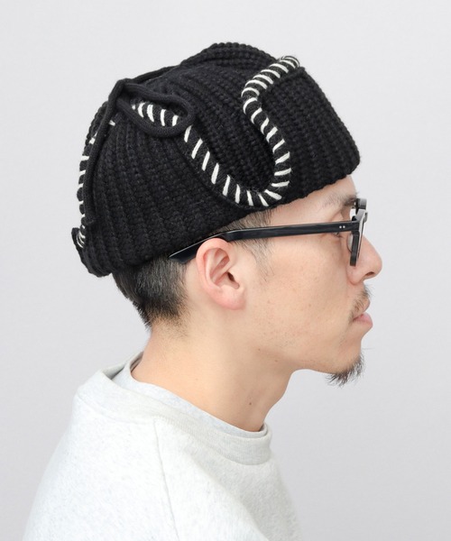 A.M.S.（エーエムエス）の「ステッチ ローゲージ ニットアビエーター ニット帽（ニットキャップ/ビーニー・レディース・グレー/ブラック/ブラウン・FREE）」の16枚目の写真