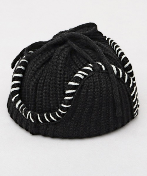 セール】ステッチ ローゲージ ニットアビエーター ニット帽（ニット