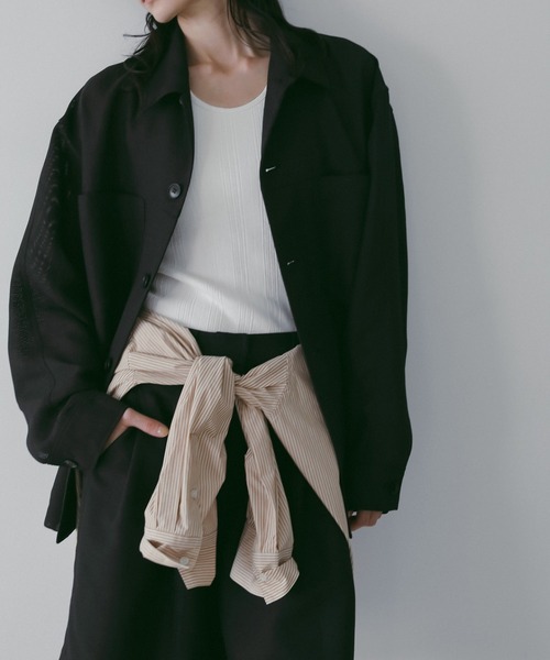 anuke(アンヌーク)の「Work Pocket Shirts(シャツ/ブラウス・レディース・ネイビー/アイボリー・FREE)」の5枚目の写真