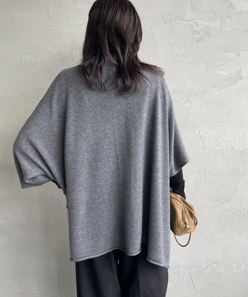 セール】[mizuiro ind/ミズイロインド] ポンチョライク ニットプル