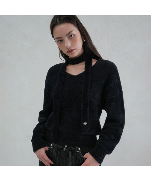 AVANDRESS(アバンドレス )の「Lily Muffler Set Knit - 5COL(ニット/セーター・レディース・ピンク/ブルー/ブラック/カーキ/アイボリー・FREE)」の1枚目の写真