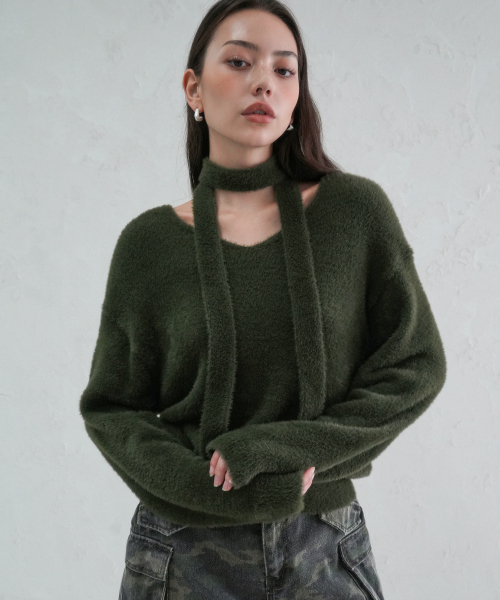 AVANDRESS(アバンドレス )の「Lily Muffler Set Knit - 5COL(ニット/セーター・レディース・ピンク/ブルー/ブラック/カーキ/アイボリー・FREE)」の6枚目の写真