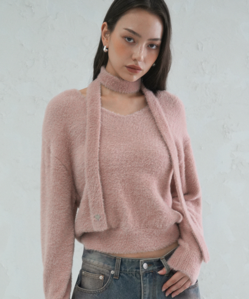 AVANDRESS(アバンドレス )の「Lily Muffler Set Knit - 5COL(ニット/セーター・レディース・ピンク/ブルー/ブラック/カーキ/アイボリー・FREE)」の10枚目の写真