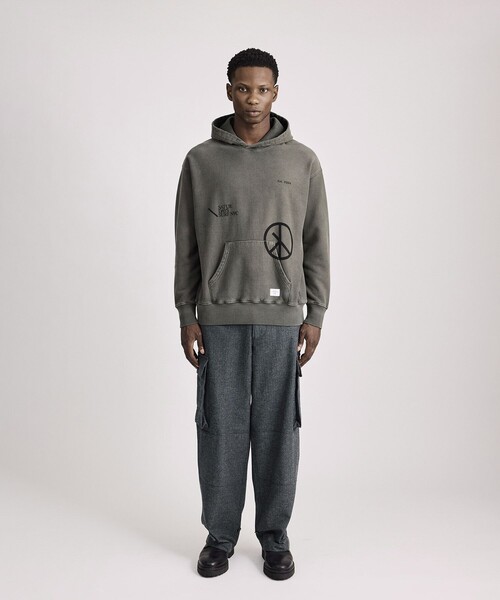 Saturdays NYC（サタデーズ ニューヨークシティ ）の「Warren Sunburned Peace Hoodie（パーカー・メンズ・チャコールグレー/オリーブ・S/XL/M/L）」の10枚目の写真