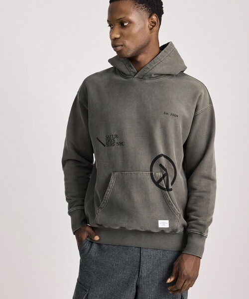 Saturdays NYC（サタデーズ ニューヨークシティ ）の「Warren Sunburned Peace Hoodie（パーカー・メンズ・チャコールグレー/オリーブ・S/XL/M/L）」の2枚目の写真
