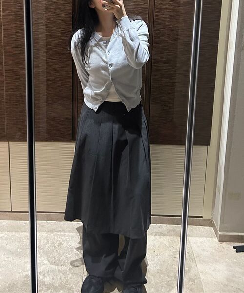 MUSINSA STANDARD WOMAN（ムシンサスタンダードウーマン）の「レディースワイドヒドゥンバンディングスラックス[チャコールグレー]（スラックス・レディース・その他・27/28/29/34/32/30/31/24/25/26）」の8枚目の写真
