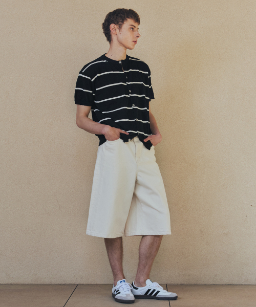 NODU（ノードユー）の「ワイドバミューダコットンショートパンツ[アイボリー]（その他パンツ・メンズ・その他・SMALL/MEDIUM/LARGE）」の2枚目の写真