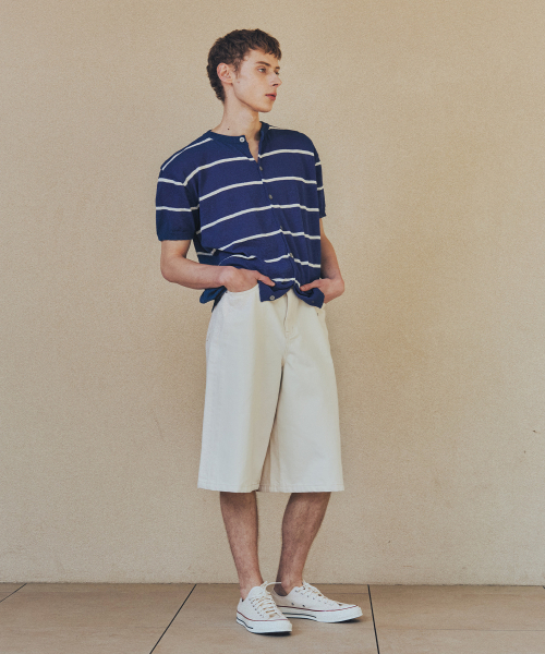 NODU（ノードユー）の「ワイドバミューダコットンショートパンツ[アイボリー]（その他パンツ・メンズ・その他・SMALL/MEDIUM/LARGE）」の4枚目の写真