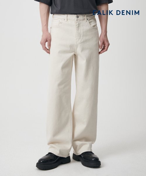 MUSINSA STANDARD（ムシンサスタンダード）の「CALIK ワイドデニムパンツ [クリーム]（デニムパンツ・メンズ・その他・40/27/28/29/38/36/34/32/30/26/31/33）」の7枚目の写真
