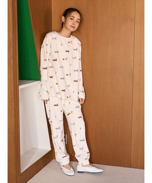 ダックスフンド柄ロンT（ルームウェア/パジャマ）｜gelato pique