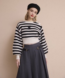 EIMY ISTOIRE（エイミーイストワール）の「ロゴクロップドニットトップス（ニット/セーター・レディース）」