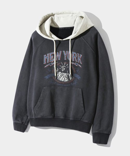 DIMITRI BLACK(ディミトリブラック)の「NYCフードTシャツ_ピグメントチャコール&クリーム(パーカー・レディース・その他・LARGE/X-LARGE/SMALL/MEDIUM)」の1枚目の写真