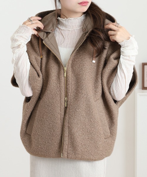 EGLANTINE（エグランティーヌ）の「EGLANTINE プードルベスト（ベスト・レディース・グレー/ブラック/ベージュ/モカ/グリーン・40）」の16枚目の写真