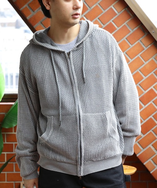 8(eight)(エイト)の「加工メッシュZIPパーカー(パーカー・メンズ・ブラック/グレー・MEDIUM/LARGE)」の11枚目の写真