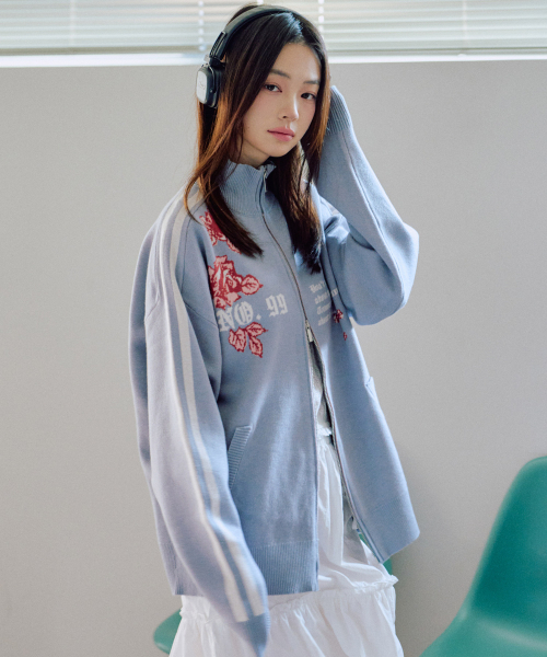 ZEROPLANET（ゼロプラネット）の「リベールグラフィックニットジップアップ[BLUE]（カーディガン/ボレロ・レディース・その他・FREE）」の3枚目の写真