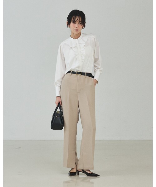 qualite（カリテ）の「【シワになりにくい！素材にこだわった一着】フロントラッフルブラウス/オケージョン/セレモニー/フォーマル/オフィスカジュアル/フリルブラウス/入卒/カセット服（シャツ/ブラウス・レディース・オフホワイト・フリー）」の10枚目の写真