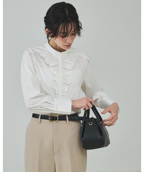 qualite（カリテ）の「【シワになりにくい！素材にこだわった一着】フロントラッフルブラウス/オケージョン/セレモニー/フォーマル/オフィスカジュアル/フリルブラウス/入卒/カセット服（シャツ/ブラウス・レディース・オフホワイト・フリー）」の16枚目の写真