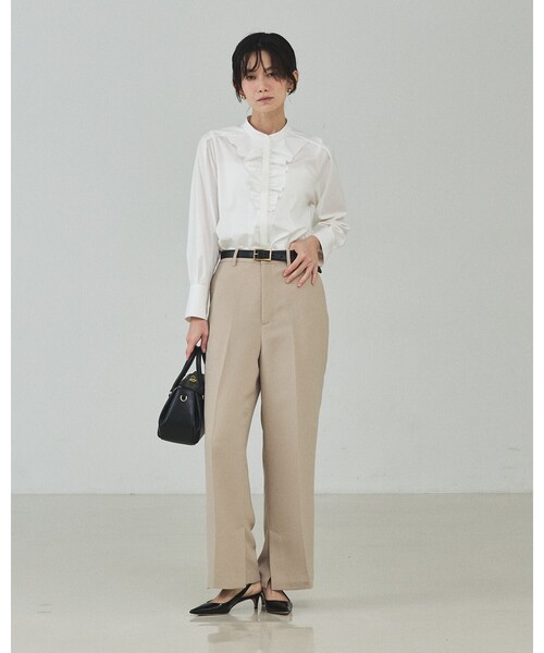 qualite（カリテ）の「【シワになりにくい！素材にこだわった一着】フロントラッフルブラウス/オケージョン/セレモニー/フォーマル/オフィスカジュアル/フリルブラウス/入卒/カセット服（シャツ/ブラウス・レディース・オフホワイト・フリー）」の21枚目の写真