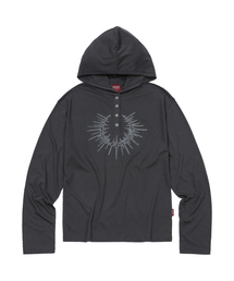 Henley Hoodie Long Sleeve Charcoal