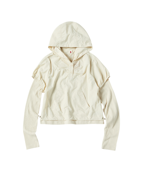 COMONINOZ（コモニノズ）の「W PUFF SLEEVES LAYERED HOODIE [CREAM]（パーカー・レディース・アイボリー・FREE）」の2枚目の写真