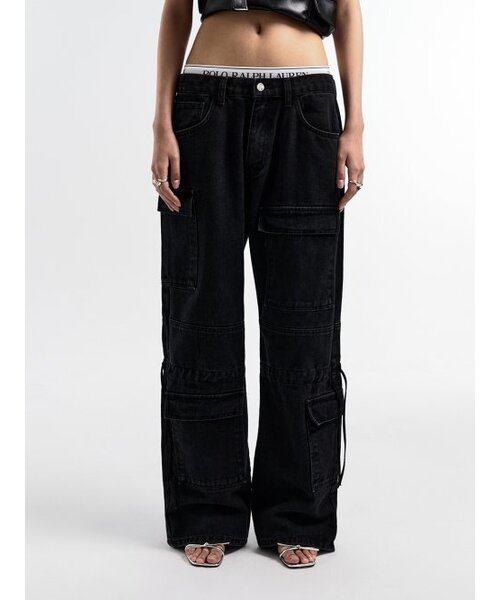 YEEL(ワイイーイーエル)の「SIDE STRING CARGO PANTS BLACK(デニムパンツ・レディース・その他・MEDIUM)」の1枚目の写真