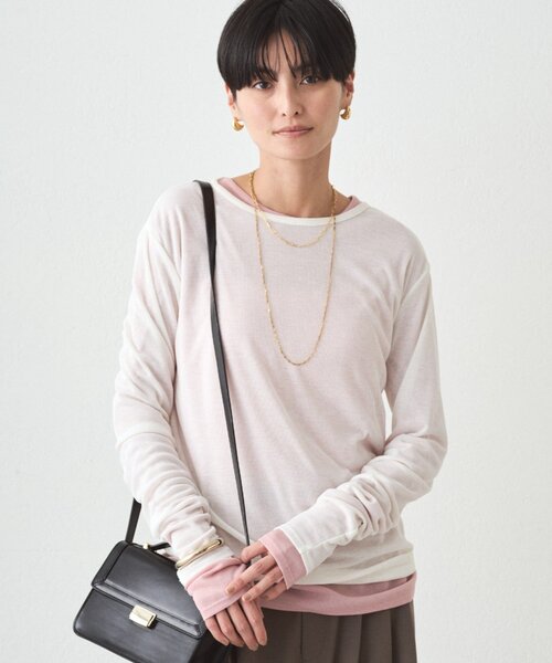 LOUNGEDRESS(ラウンジドレス)の「シアーロンT(Tシャツ/カットソー・レディース・ピンク/チャコールグレー/オフホワイト/イエロー・FREE)」の8枚目の写真