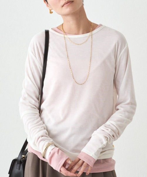 LOUNGEDRESS(ラウンジドレス)の「シアーロンT(Tシャツ/カットソー・レディース・ピンク/チャコールグレー/オフホワイト/イエロー・FREE)」の2枚目の写真