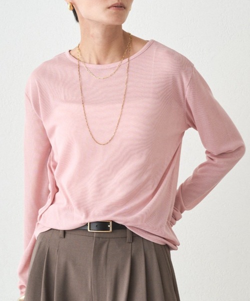 LOUNGEDRESS(ラウンジドレス)の「シアーロンT(Tシャツ/カットソー・レディース・ピンク/チャコールグレー/オフホワイト/イエロー・FREE)」の1枚目の写真