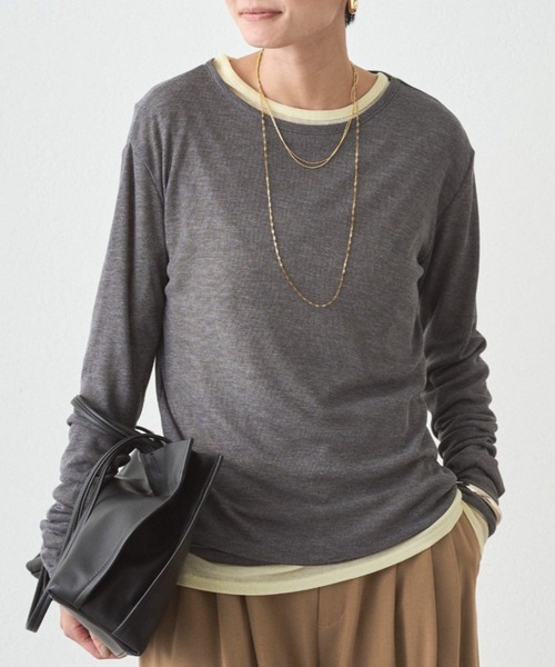 LOUNGEDRESS(ラウンジドレス)の「シアーロンT(Tシャツ/カットソー・レディース・ピンク/チャコールグレー/オフホワイト/イエロー・FREE)」の3枚目の写真