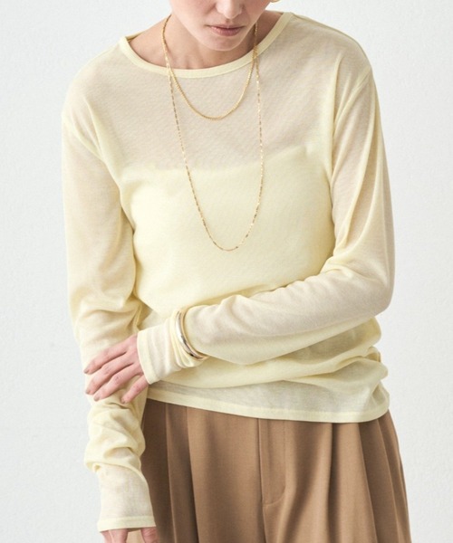 LOUNGEDRESS(ラウンジドレス)の「シアーロンT(Tシャツ/カットソー・レディース・ピンク/チャコールグレー/オフホワイト/イエロー・FREE)」の4枚目の写真