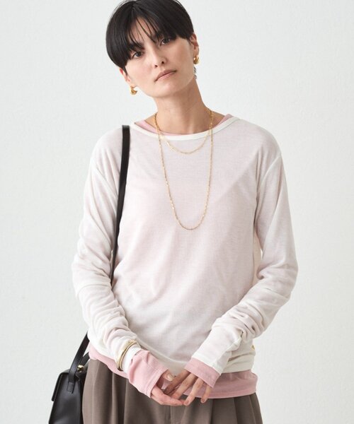 LOUNGEDRESS(ラウンジドレス)の「シアーロンT(Tシャツ/カットソー・レディース・ピンク/チャコールグレー/オフホワイト/イエロー・FREE)」の9枚目の写真