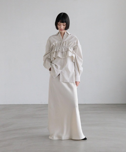 LOWRYS FARM（ローリーズファーム）の「チェックフリルビスチェ　638585（キャミソール・レディース・グレー/ブラック/ブラウン・FREE）」の8枚目の写真