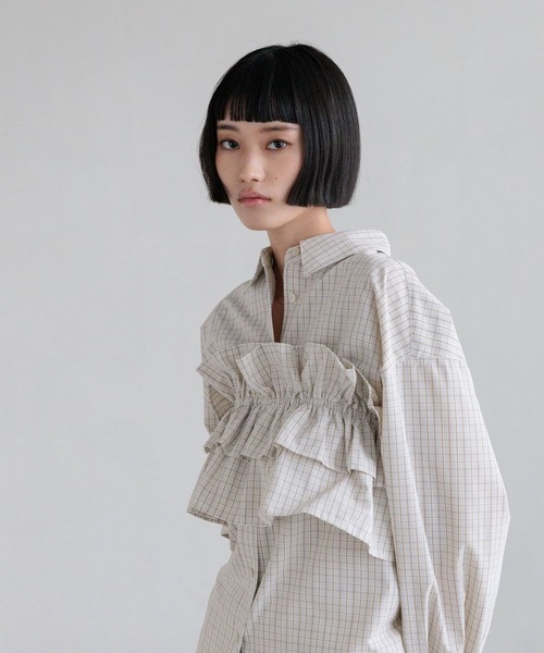 LOWRYS FARM（ローリーズファーム）の「チェックフリルビスチェ　638585（キャミソール・レディース・グレー/ブラック/ブラウン・FREE）」の9枚目の写真