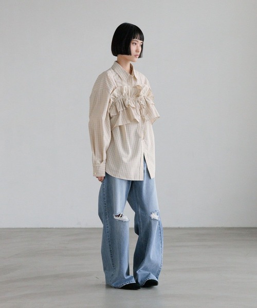 LOWRYS FARM（ローリーズファーム）の「チェックフリルビスチェ　638585（キャミソール・レディース・グレー/ブラック/ブラウン・FREE）」の12枚目の写真