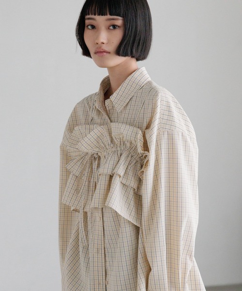 LOWRYS FARM（ローリーズファーム）の「チェックフリルビスチェ　638585（キャミソール・レディース・グレー/ブラック/ブラウン・FREE）」の15枚目の写真